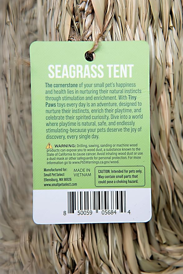 Small Pet Select - Tiny Paws Seagrass Tent for Rabbits, Guinea Pigs, and Other Small Animals