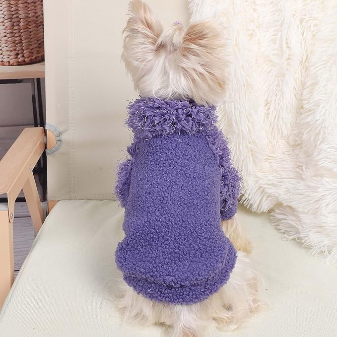 Dog Sweater for Small Dogs Girl Boy Dog Clothes Turtleneck Puppy Pullover XXS XS Chihuahua Sweatshirt Doggie Coats for Small Dogs Cat Outfit, Purple, S