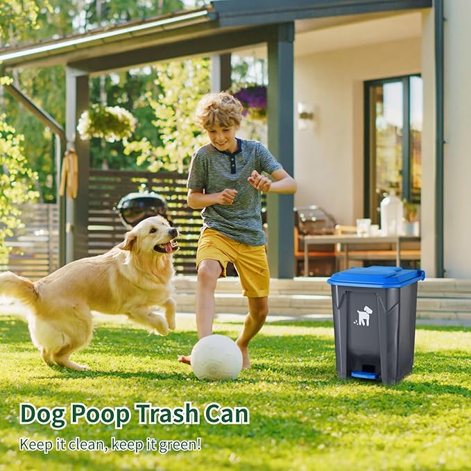 Outdoor Pet Waste Container - 20L with Removable Inner Bin, 150 Waste Bags for Small/Large Dog Families