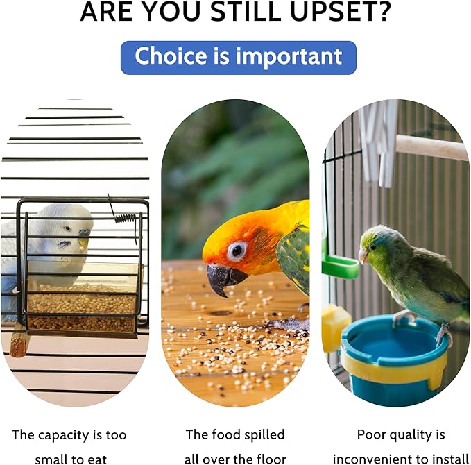 Automatic Bird Feeder, No Mess Acrylic Parrot Foraging Feeders, Transparent Bird Feeder Container Cage Accessories for Most Birds Parrot Canary Cockatoo(2 Pack)