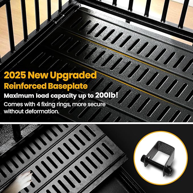 Oranland 38 inch Heavy Duty Indestructible Dog Crate,2025 New Upgraded Reinforced Baseplate for Large Dogs,XL Dog Kennel Indoor for High Anxiety Dogs/Max Load Capacity 200lbs/Double Door with Wheels