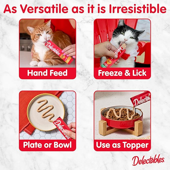 New! Delectables Squeeze Up Tuna Variety Pack, Creamy Squeezable Puree, Lickable Wet Cat Treats, Grain-Free, No Added Fillers, 0.5 Ounces Tube, 48 Tubes Total