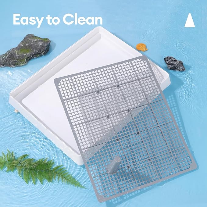 BUCATSTATE Extra Large Rabbit Litter Box, Guinea Pig Litter Pan with Grate Plastic, Small Animals Litter Box for Rabbit, Guinea Pigs, Ferret, Bunny, Dog 22x18x3 Inches