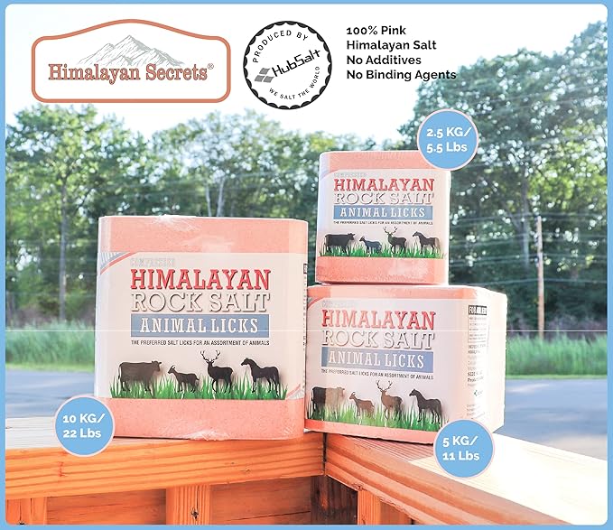 Himalayan Secretsยฎ 22LB (10KG) Compressed Pink Himalayan Salt Lick | for Livestock and Wildlife Animals | 100% Pure & Natural Feed Salt Block | Natural Minerals and Trace Elements