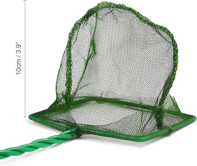 4 Pcs Aquarium Fish Net, 4 Inch Quick Catch Mesh Nylon Fishing Nets with Plastic Handle - Green
