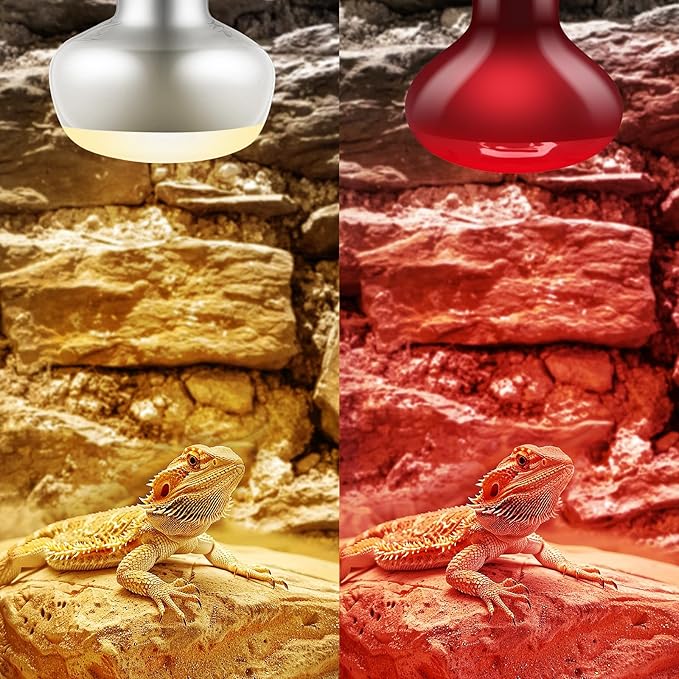 2 Pack 100W Reptile Heat Lamp Bulbs Reptile Heat Bulbs, UVA Basking Bulb and Infrared Light Bulb Combo, Basking Light for Bearded Dragon, Turtles, Snake and Lizard
