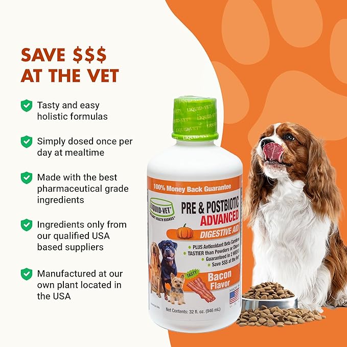 Pre & PostBiotic Support for Dogs – Digestive Upset, Stool Quality & Sensitive Stomach Support – Easy Liquid Formula for Picky Eaters