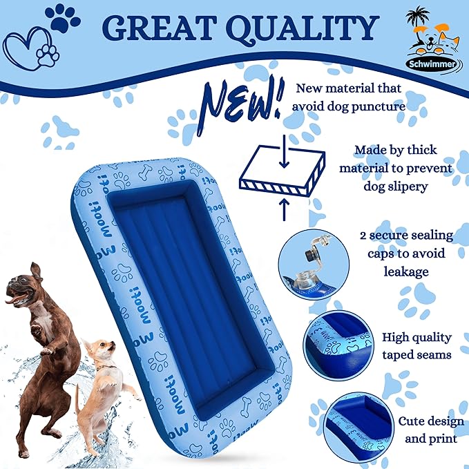 Schwimmer Dog Pool Float โ Premium Pool Float for Large Dogs up to 220lbs โ Durable & Inflatable Dog Raft for Pool, Lake & Beach โ Comfortable & Safe Floating Mat for Summer Fun - Dog Floatie