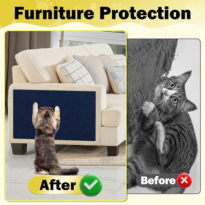 196.8x15.8 Cat Wall Scratcher Mat with Nano Tape,Anti Cats Scratch Furniture Couch Carpet Corner Protector for Indoor,Trimmable Cat Scratching Pad Board Sofa Replacement