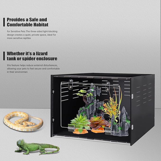 25 Gallon Reptile Tank 24"x16"x16" – PVC Reptile Enclosure Terrarium for Leopard Gecko, Ball Python, Bearded Dragon, and Snake Habitat Setup