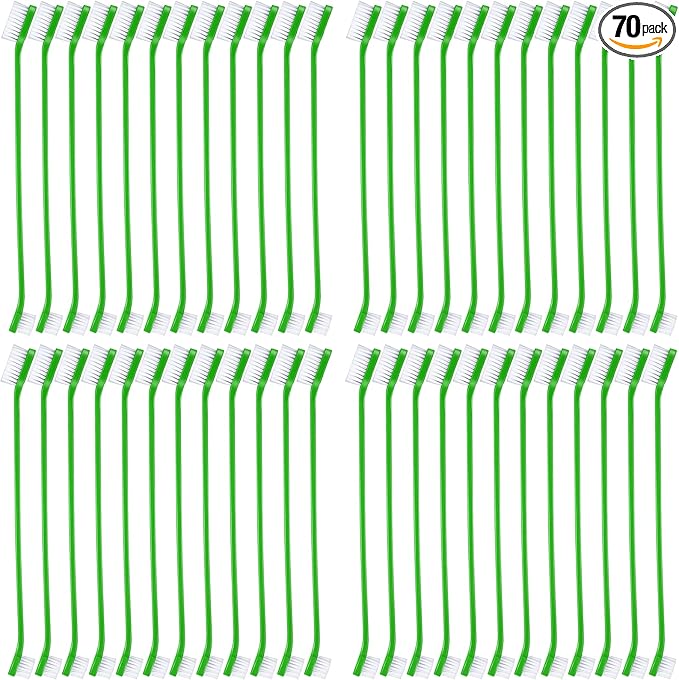 Dog Tooth Brush Pet Toothbrush Soft Grooming Dogs Toothbrush Dog Double Sided Puppy Long Handle Brush for Large and Small Teeth Cleaning Dental Oral Care(70 Count,Green)