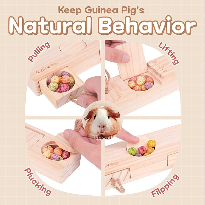 SoulThinkยฎ Interactive Guinea Pig Toys - Wooden Rat Toys for Pet Rats, Enrichment & Foraging Activity for Hamster Sniff n' Snack Puzzle for All Small Rodents (2 Sets)