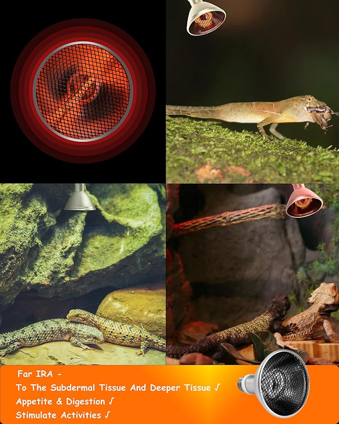 Deep Heat Projector - DHP 130W Infrared Reptile Heat Lamp Bulbs for Turtle Light Bearded Dragon Chicken Lizard Leopard Gecko Snake