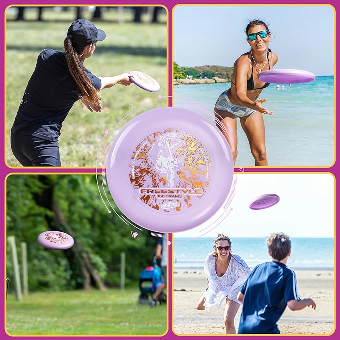 Wham-O Frisbee Freestyle Flying Disc 160g, 10.5 Inch Durable and Flexible Sport Disc for Outdoor Beach Backyard Family Fun