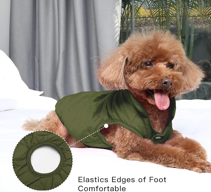 2 Layers Fleece Lined Warm Dog Jacket for Winter Cold Weather,Soft Windproof Large Dog Coat,Green XXL