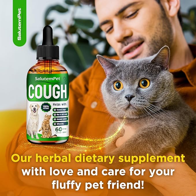 Dog Cough Medicine in Drops – Cat Cough Supplement – Kennel Cough Treatment for Dogs to Help with Sneezing & Runny Nose – Herbal Supplement – 2 Oz