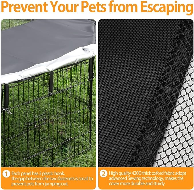 PJYuCien Mesh Top Cover - Fits 8 Panels 24 Inch Width Plastic/Metal Pet Pen Octagonal Dog Playpen (Note: Only Pen Top Cover, NO PLAYPEN!!!)