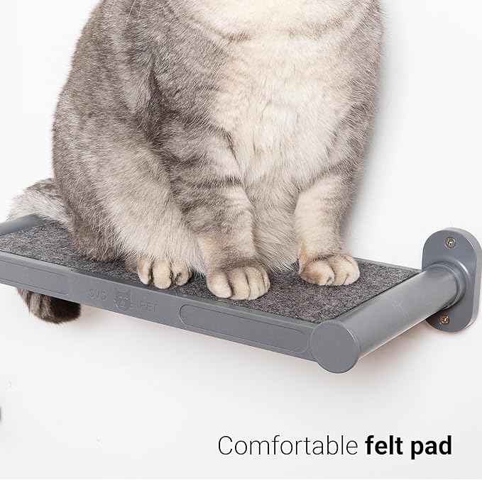 SVD.PET Cat Wall Shelves, 17" x 8" Wall Furniture with Felt Pad, Modern Design, Easy to Install & Clean, Cat Perch for Sleeping & Playing (Dark Grey)