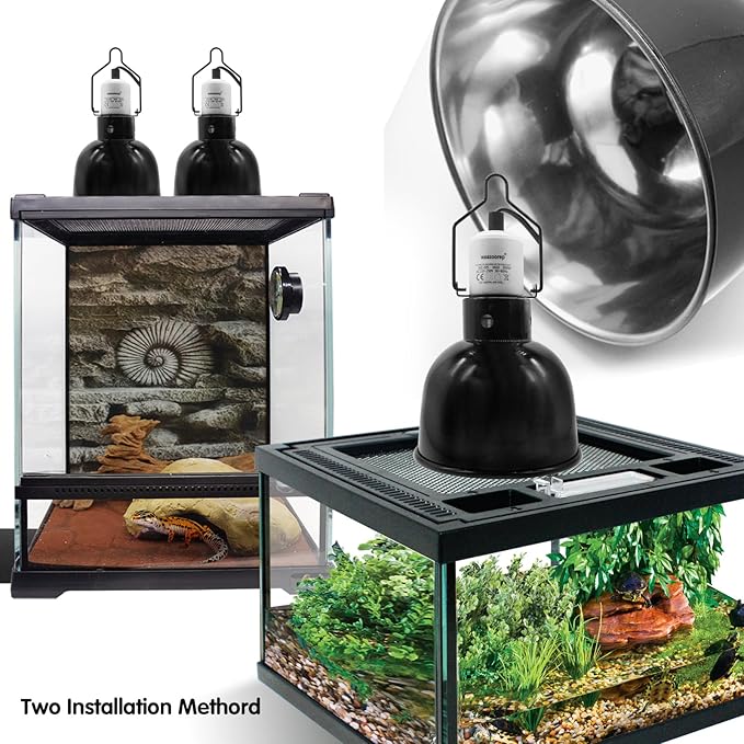 Reptile Light Fixture 2 Pack 5.5 Inch Deep Dome Lamp Fixture,Optical Reflection Reptile Basking Heat Bulb Lampshade for Bearded Dragon, Turtle, Snake and Lizard Terrarium