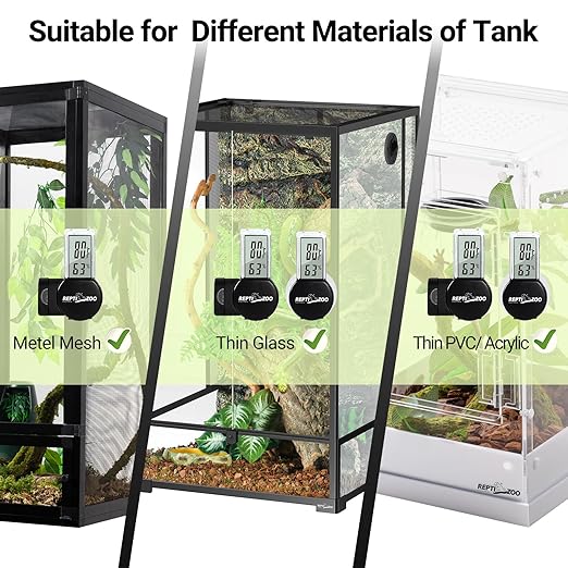 REPTI ZOO Magnetic Reptile Thermometer and Humidity Gauge, Digital LCD Temperature Humidity Monitor, Tank Terrarium Temp and Humidity Meter Accessories for Bearded Dragon, Snake, Hermit Crabs, Gecko