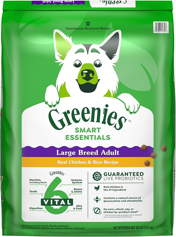 Greenies Smart Essentials Large Breed Adult High Protein Dry Dog Food Real Chicken & Rice Recipe, 30 lb. Bag