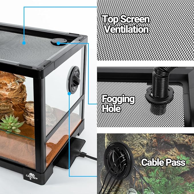 Double Stacked Reptile Tank, 30" x 12" x 32" Tall Reptiles Terrarium, Front Opening, Full Vision, Knock Down, 2 Pack 20 Gallon Glass Cage for Reptile, Bearded Dragon, Lizard, Snake, Gecko