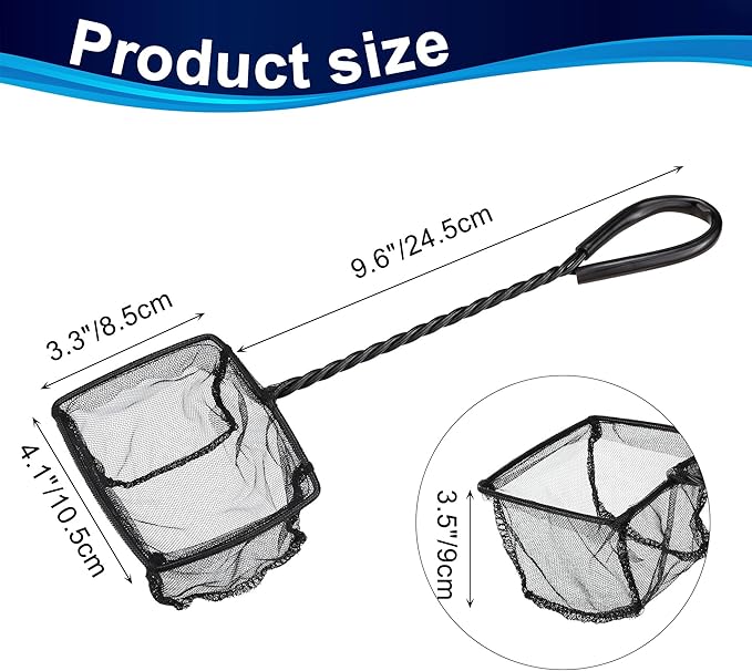 Mogoko 2 Pack Aquarium Net Fish Net, Small Net, Multi-Size Fine Mesh Aquarium Net with Long Plastic Handle for Fish Tank