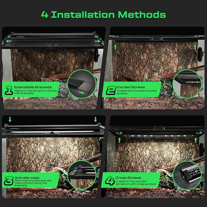 12W LED UVB Strip Lights for Reptiles, Dimming UVB UVA Reptile Lamp, LCD Remote Control with 24/7 Timer, Multiple Modes for Bearded Dragon Leopard Gecko Tortoise Frog Snake Plant