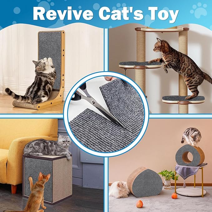 196.8x15.8 Cat Wall Scratcher Mat with Nano Tape,Anti Cats Scratch Furniture Couch Carpet Corner Protector for Indoor,Trimmable Cat Scratching Pad Board Sofa Replacement
