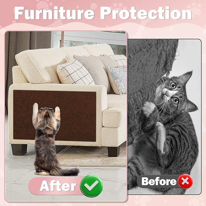 23.6x15.8 Couch Wall Corner Protection for Indoor Cats,Anti Scratch Furniture Protector from Cats Scratching,Trimmable Climbing Cat Scratcher Pad Play Mat Easy Use for Cat Board/Door/Carpet
