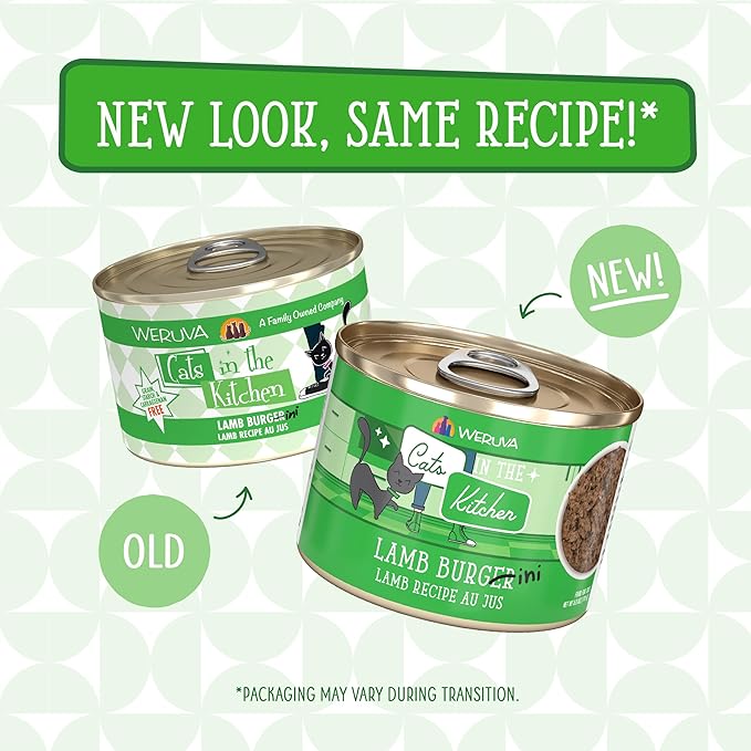 Weruva Cats in The Kitchen, Lamb Burger-ini with Lamb Au Jus Cat Food, 6oz Can (Pack of 24)
