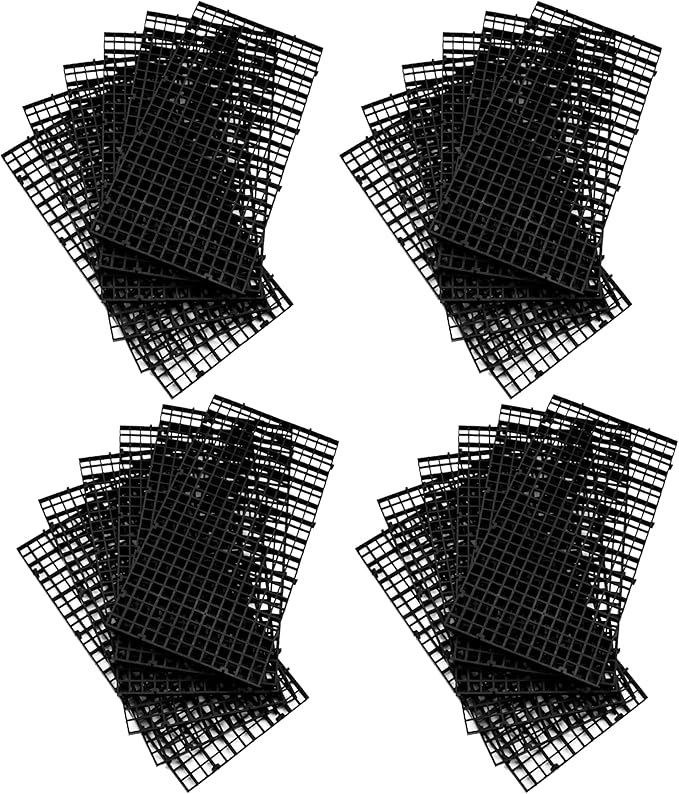 ALEGI 24 Pcs Aquarium Fish Tank Divider Plastic Egg Crate Aquarium Filter Bottom Tray Grid Isolation Board Partition Net Pane Separator (S 24pcs Black)