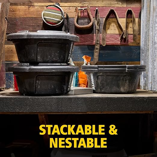 Rubbermaid Commercial Products Brute 6-Gallon Animal Pan Feeder, RigidCell Construction, Stackable Livestock Feed Bowl, Made in USA