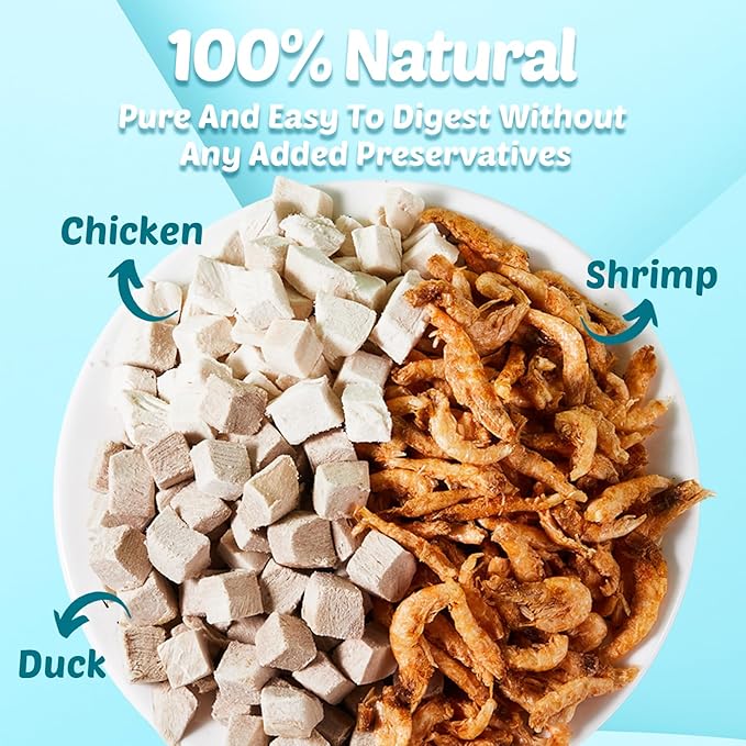 Turtle Food - Natural Freeze-Dried Chicken, Duck and Antarctic Krill โ 3 in 1 Premium Treats for Reptiles, Cats & Dogs โ Human-Grade Real Meat