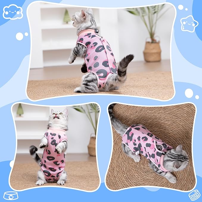 Cat Recovery Suit Female, Breathable Cat Onesie After Surgery Female for Abdominal Wounds or Skin Diseases, Surgery Recovery Suit Kitten Onesie After Spay Wear Anti Licking