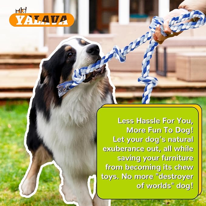YALAVA Dog Rope Toys for Aggressive Chewers, 20 Inch 2 Pack Heavy Duty Chew Toys for Teeth Cleaning, Cotton Rope Dog Tug Toy for Medium to Large Breed