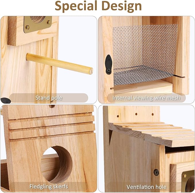 Bird Houses for Outside with Copper Guard,Thicken Wooden Bluebird House Clearance Garden Country Cottages, Nesting Box for Finch Swallow Wren Chickadee Wild Bird Supplies
