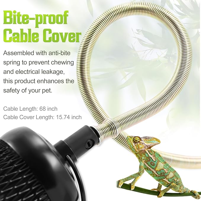 Reptile Anti-Scald Lampshade, Reptile Heat Lamp Mesh Cage Lampshade Cover Pipe with Cable Protection for Reptile Turtles Chicks Lizard Snake
