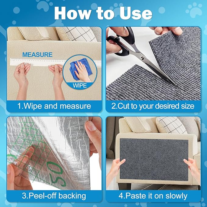 Anit Cat Scratch Couch Furniture Protector,78.7x15.8 Cat Wall Corner Scratcher Pads Mat,DIY Climbing Cat Scratching Carpet Post Board Replacement