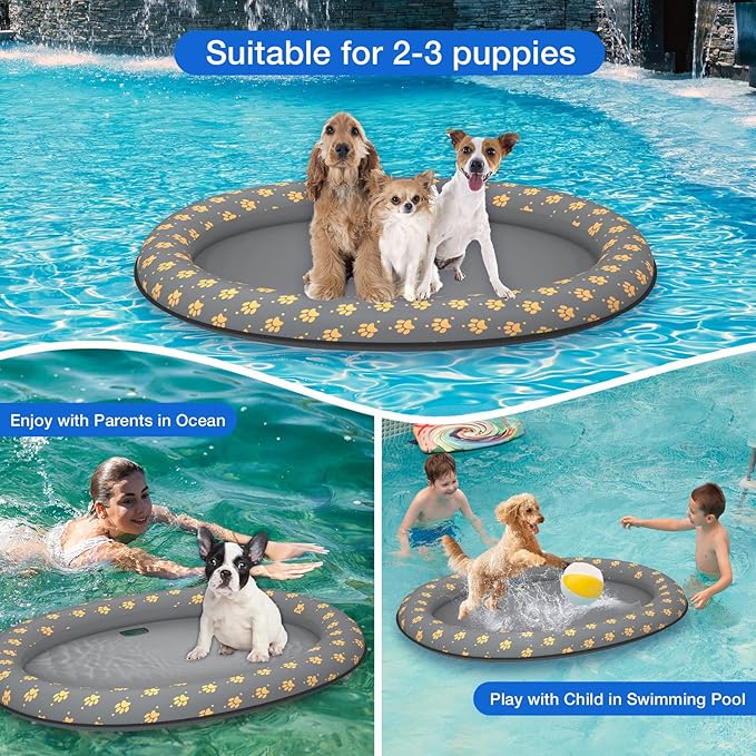 Pet Soft Dog Float Raft - Inflatable Dog Swimming Float for Summer (Gray)