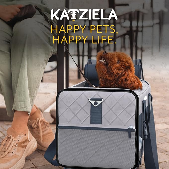 Pet Carrier Airline Approved - Dog Carrier with Wheels - TSA Airline Approved Dog Carrier - Rolling Pet Carrier with Wheels for Small to Medium Size Cat or Dog - Airplane Cabin Animal (Dark Grey)