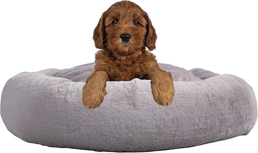 PETMAKER Dog Bed - Donut Bed for Medium Pets - Dog Bed with Removable Washable Cover and Anti-Slip Bottom - Puppy Essentials (Gray)