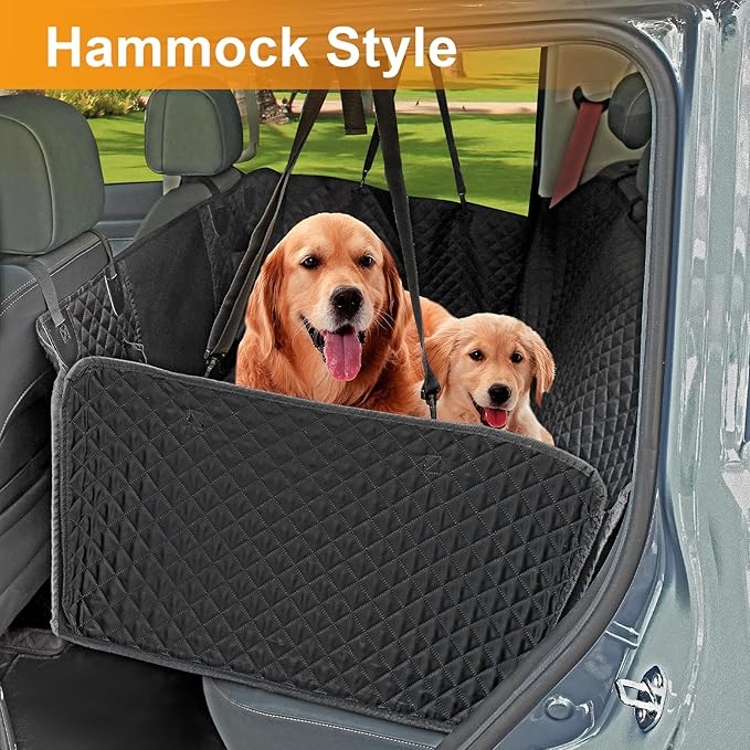 Honest Back Seat Extender for Dogs, Dog Car Seat Cover Hard Bottom 400lbs, Dog Car Seat Covers with Large Space, Waterproof Dog Hammock for Car SUV Truck, X-Large, Black
