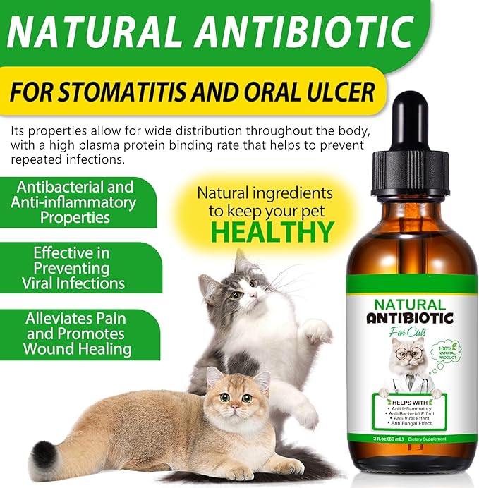 Cat Antibiotics, Antibiotics for Cats, Natural Cat Multivitamin Herbal Supplements 60ml-2pcs