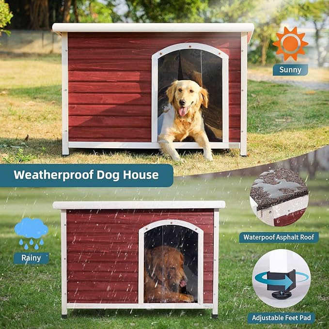 Petsfit 40.8 X 26 X 27.6 Inches Wooden Dog Houses, Dog House Outdoor