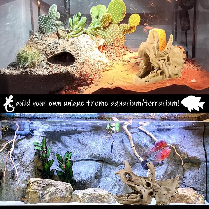 Fish Hideout Cave Dinosaur Animal Skull Reptile Ornament Halloween Dรฉcor for Terrarium Aquarium Large Decorations Betta Tarantula Snake Decor Bones