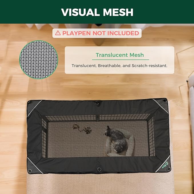 (Not Suitable for Other Brands) FXW Exclusive Mesh Top Cover, Only Fits FXW Rollick/Homeplus 27.3" W x 32" H/40 H/45 H 6-Panel Playpen (Playpen not Included), Rectangle│Patent Pending