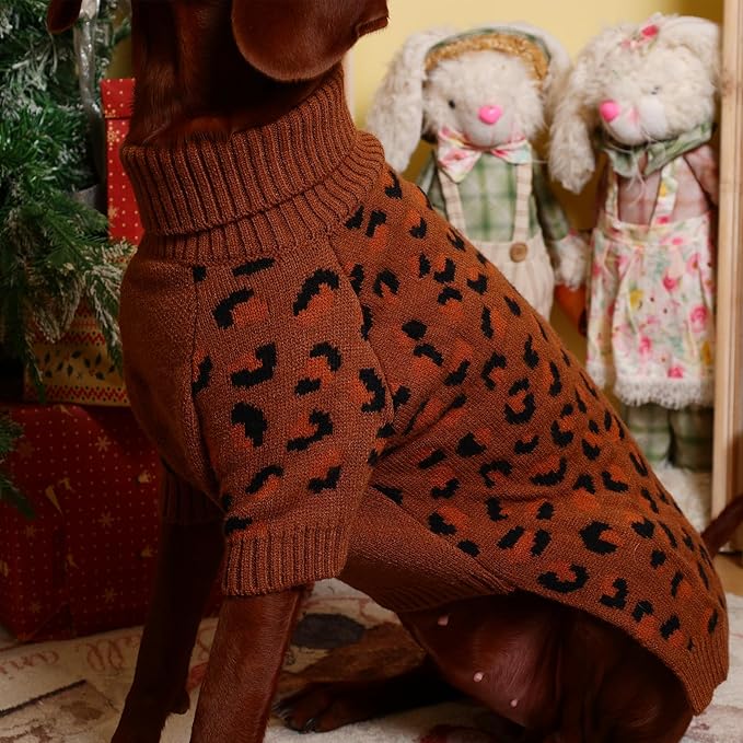 ROZKITCH Knitted Dog Sweater for Medium and Large Dogs, Thick Winter Coat, Turtleneck Design for Shepherds Boxers and Labs Khaki 2XL