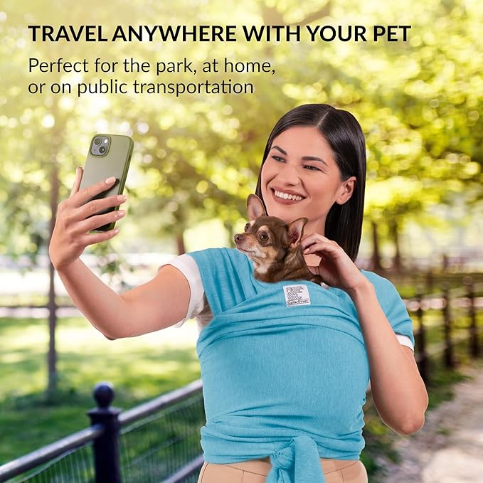 Dog Sling Carrier for Small Dogs - Anti-Anxiety Cat Sling, Puppy Pouch - Pet Sling in Gray Black Blue Green Pink Yellow (Blue, Standard)