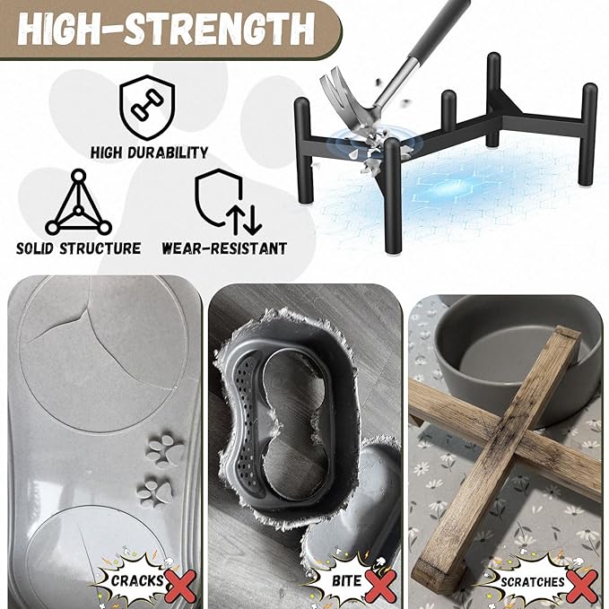 Raised Ceramic Dog Bowl Set - Elevated Double Dishes with Stainless Steel Stand - Food and Water Bowls for Small to Medium Dogs - Each Holds 2 Cups (28.75 fl oz) - Black